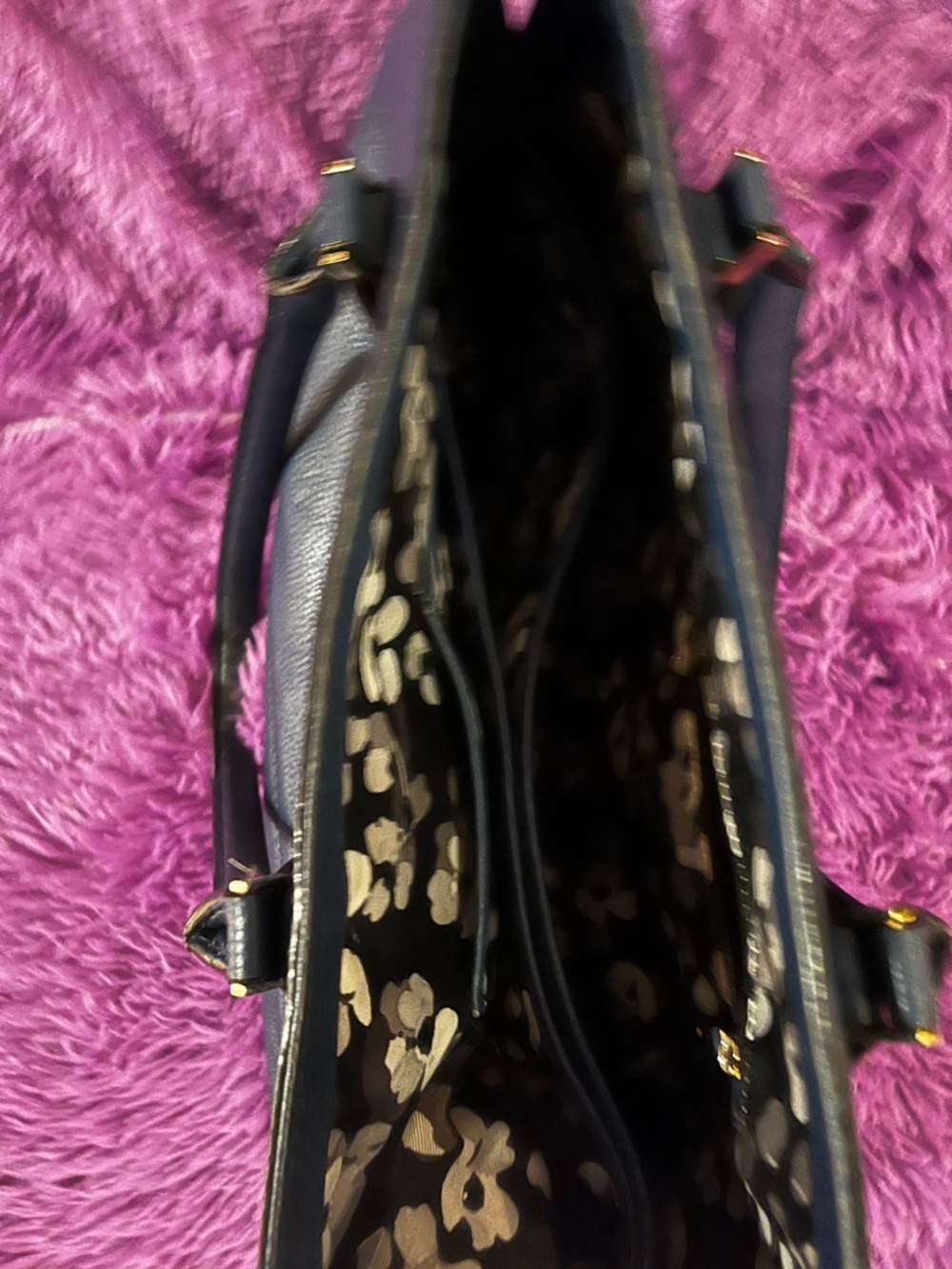 kate spade navy pebbled leather tote with gold logo - Picture 7 of 9